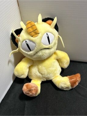 Pokemon Yellow Meowth Plush with Brown and Black Accents